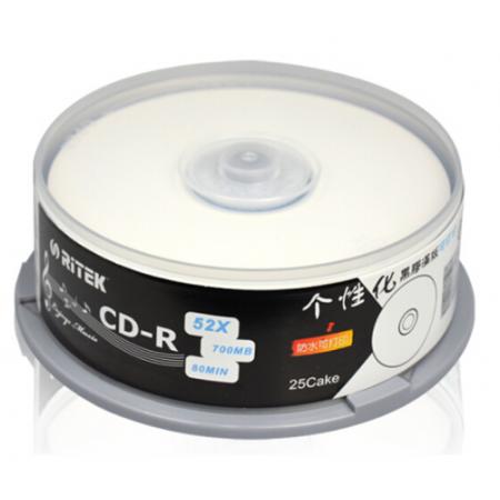 錸德(RITEK) 臺產(chǎn)黑膠音樂盤可打印 CD-R 52速700M 空白光盤/光碟/刻錄盤/車載 桶裝25片