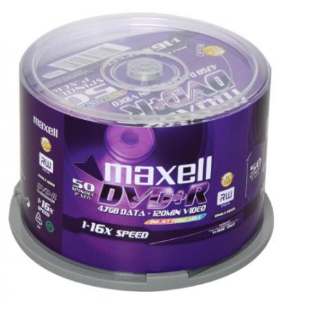 麥克賽爾（maxell）DVD+R光盤 刻錄光盤 光碟 空白光盤 可打印光盤 16速4.7G臺(tái)產(chǎn) 桶裝50片