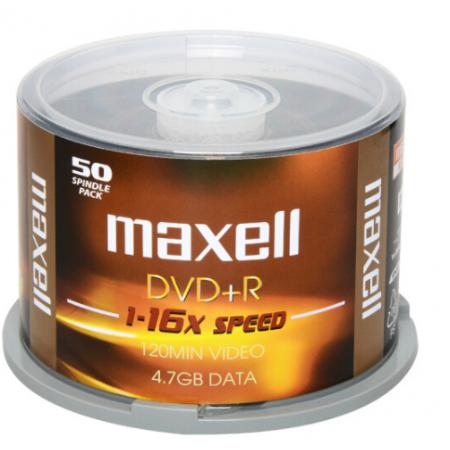 麥克賽爾（maxell）DVD+R光盤 刻錄光盤 光碟 空白光盤 16速4.7G臺產(chǎn) 黃紋黑尊桶裝50片