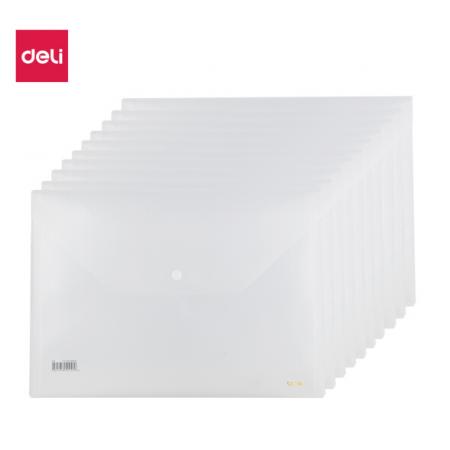 得力(deli)5501A 10只A4加厚文件袋 透明按扣資料袋 防水檔案袋公文袋 辦公用品