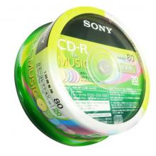 索尼（SONY）CD-R 光盤/刻錄盤 48速700MB 桶裝20片 五彩Audio音樂可打印
