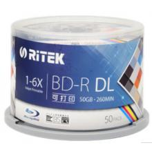 錸德(RITEK) 藍光可打印 BD-R 1-6速50G 空白光盤/光碟/刻錄盤/大容量 桶裝50片