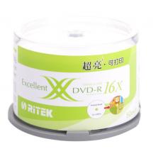 錸德(RITEK) 臺產超亮可打印 DVD-R 16速4.7G 空白光盤/光碟/刻錄盤 桶裝50片