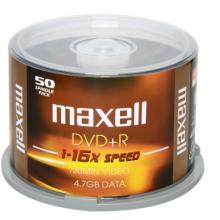 麥克賽爾（maxell）DVD+R光盤 刻錄光盤 光碟 空白光盤 16速4.7G臺產(chǎn) 黃紋黑尊桶裝50片
