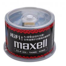 麥克賽爾（maxell）CD-R光盤 刻錄光盤 空白光盤 黑膠cd 48速700M 藍紋黑尊桶裝50片