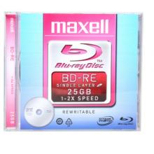 麥克賽爾（maxell）BD-RE光盤 刻錄光盤 光碟 可擦寫空白光盤 藍光碟 25G臺產(chǎn) 單片厚盒裝