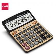 得力(deli)27560 大屏金色面板語音計(jì)算器 12位顯示真人語音計(jì)算機(jī) 辦公用品