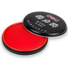 得力(deli)9859 φ89mm金屬圓蓋財(cái)務(wù)快干印臺(tái)印泥 辦公用品 紅色