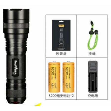 SupFire神火L6超強(qiáng)光手電筒可充電26650超亮遠(yuǎn)射LED便攜小家用T6戶外氙氣燈防水超長續(xù)航 L6-10瓦+2節(jié)5200毫安電池+充電器