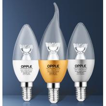 歐普照明（OPPLE）led燈泡 E14水晶燈泡吊燈燈泡壁燈球泡小螺口蠟燭泡螺旋 尖泡 時(shí)尚白 5W黃光 /暖白光