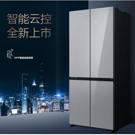  松下（Panasonic）498升十字對開 小京魚APP 銀色玻璃門 變頻無霜 銀離子功能 頂置壓縮機 微凍 NR-JS49CP1-S