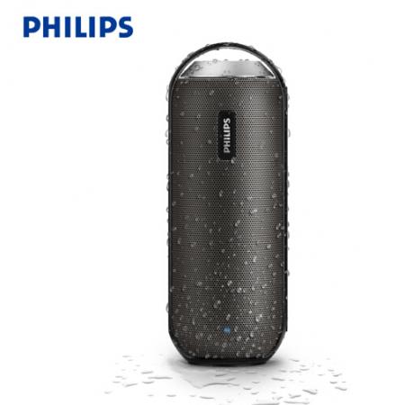 飛利浦(PHILIPS)BT6000 便攜式無線藍牙音箱 運動戶外防水音響 免提通話/NFC功能 黑色 