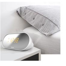 飛利浦（PHILIPS）AJ2000 數(shù)碼時(shí)尚 雙鬧鐘 LED鏡面顯示屏 收音機(jī)FM 音樂播放 白色 