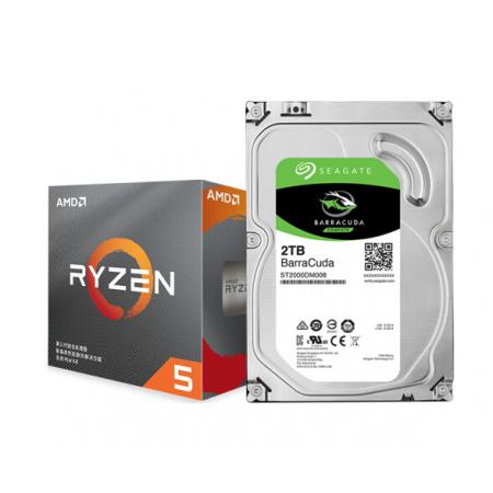 AMD 銳龍 5 3600處理器 (r5) 7nm CPU+希捷 2TB 256MB 7200RPM 臺式機機械硬盤