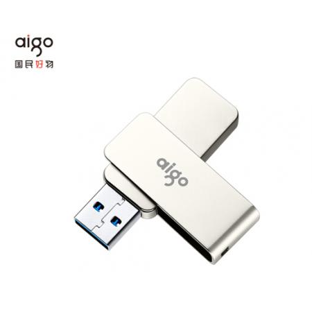 愛國者（aigo）64GB USB3.0 U盤 U330金屬旋轉系列 銀色 快速傳輸 出色出眾