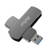 朗科（Netac）USB3.0 U盤U681 高速360旋轉(zhuǎn)金屬車載U盤加密閃存盤 鐵灰色 128GB