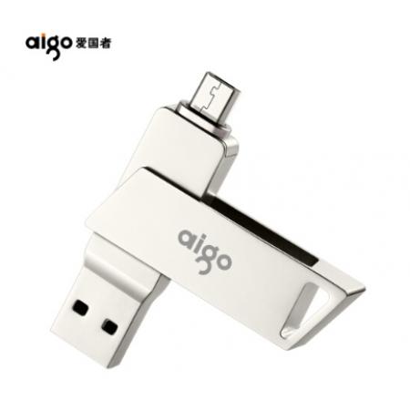 愛(ài)國(guó)者（aigo）32GB Micro USB USB3.0     手機(jī)U盤(pán) U385銀色    雙接口手機(jī)電腦兩用
