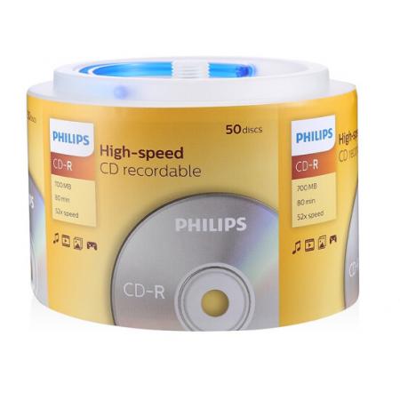 飛利浦（PHILIPS）CD-R光盤/刻錄盤 52速700M 桶裝50片