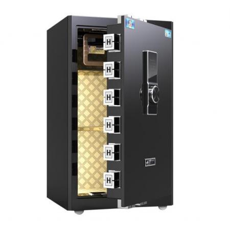 虎牌保險柜辦公高80cm全鋼電子密碼柜辦公雙保險智能保管保密柜入墻柜 商務黑