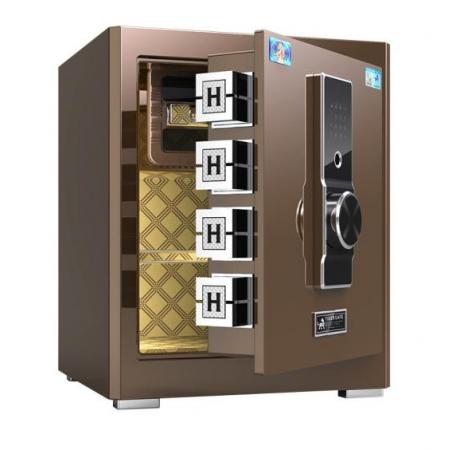 虎牌保險(xiǎn)柜高45cm全鋼指紋密碼柜辦公智能保管保密柜入墻柜 時(shí)尚咖