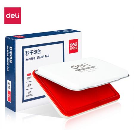 得力(deli)143*87mm金屬方形大號(hào)財(cái)務(wù)會(huì)計(jì)專(zhuān)用秒干印臺(tái)印泥 辦公用品 紅色9893