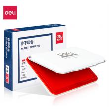 得力(deli)143*87mm金屬方形大號財務會計專用秒干印臺印泥 辦公用品 紅色9893