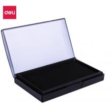 得力(deli)137*88mm透明外殼方形快干印臺印泥 辦公用品 黑色9864