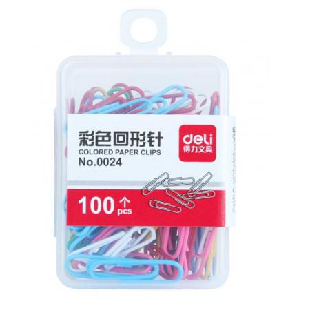 得力（deli） 0024 彩色回形針 多色混合 單盒裝 辦公用品