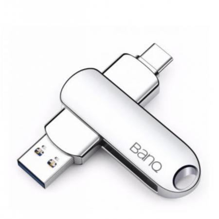 banq 64GB Type-C3.1 USB3.0 U盤 C91高速款 銀色 OTG手機(jī)電腦兩用優(yōu)盤全金屬360度旋轉(zhuǎn)設(shè)計(jì)