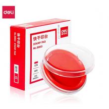 得力(deli)φ80mm透明圓形財務(wù)快干印臺印泥 辦公用品 紅色9863