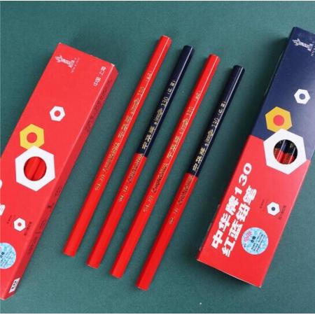 中華 130紅藍 粗六角紅藍鉛筆 工程設計木工記號用筆紅藍雙色10支/盒