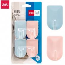得力（deli）掛鉤強(qiáng)力粘膠貼墻壁壁掛承重廚房掛勾無痕粘貼門后免打孔粘鉤 1.5kg承受重量 彩色4只 19353