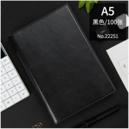 得力（deli）活頁記事本25K商務(wù)筆記本文具A5皮面本辦公會議記錄本辦公用品 黑色25K 22251