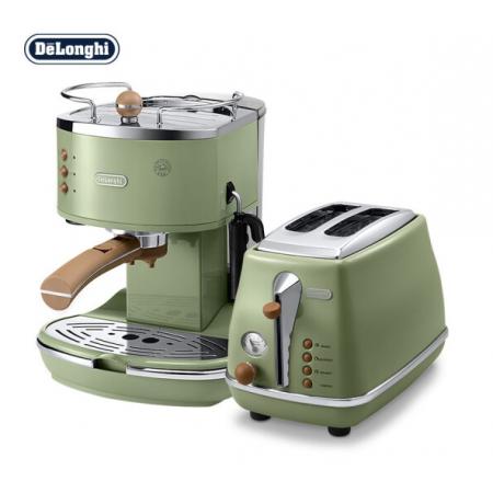 德龍（Delonghi） 復(fù)古系列 半自動咖啡機(jī)+面包機(jī) 套裝