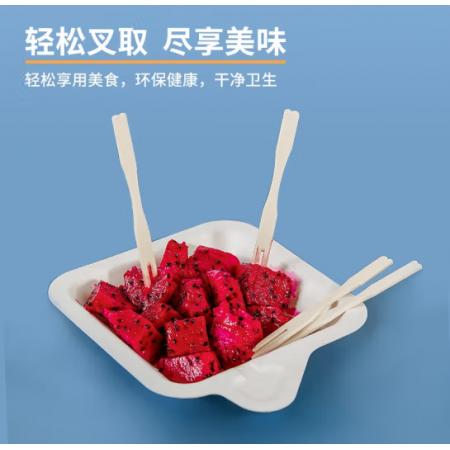 特美居 水果叉水果簽果插竹簽袋裝一次性木制竹制創(chuàng)意水果刺家用加厚型蛋糕叉點心簽100支裝