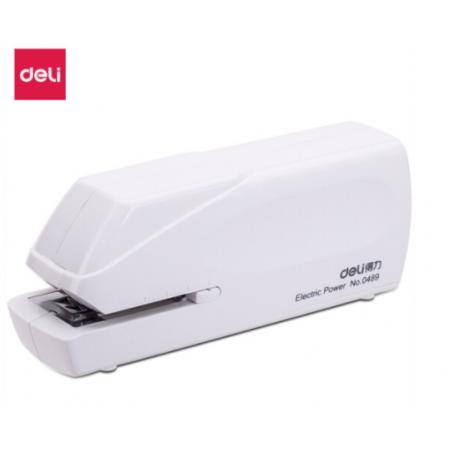 得力(deli) 電子自動裝訂訂書器 辦公用品 白色0489