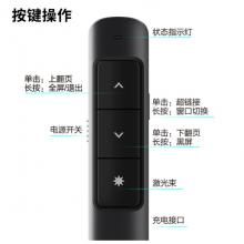 得力(deli) 360度控制教師專用PPT超鏈接功能教鞭/無線演示器課件筆 紅光充電款激光翻頁筆 黑色 2808PL