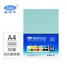 易利豐(elifo)160g彩色皮紋紙a4封面紙A4封皮紙標(biāo)書彩紙硬卡紙凹凸淺藍(lán)色壓紋紙裝訂封面云彩紙打印紙50張