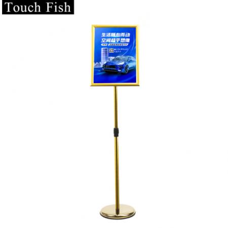 Touch Fish不銹鋼可伸縮展示牌 A3A4海報(bào)展架立牌 酒店商城指示牌引導(dǎo)牌水牌 金色A3直角（送加重注水塊）
