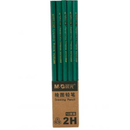 晨光（M&G） 文具2B六角木桿鉛筆學生經(jīng)典綠桿考試涂卡鉛筆美術素描繪圖木質(zhì)鉛筆 AWP357X4 2H六角桿 10支/一盒