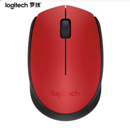 羅技（Logitech）M170鼠標 無線鼠標 辦公鼠標 對稱鼠標 紅色 帶無線2.4G接收器