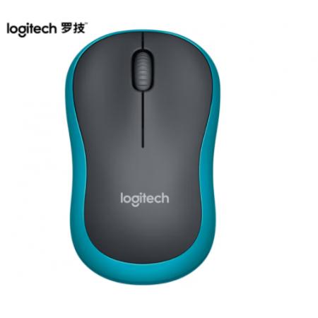 羅技（Logitech）M185鼠標 無線鼠標 辦公鼠標 對稱鼠標 黑色藍邊 帶無線2.4G接收器