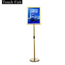 Touch Fish不銹鋼可伸縮展示牌 A3A4海報(bào)展架立牌 酒店商城指示牌引導(dǎo)牌水牌 金色A4直角（送加重注水塊）