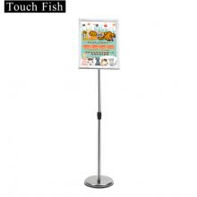 Touch Fish不銹鋼可伸縮展示牌 A3A4海報(bào)展架立牌 酒店商城指示牌引導(dǎo)牌水牌 銀色A3直角（送加重注水塊）