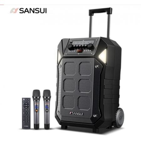 山水 SANSUI D15 15英寸戶外廣場舞拉桿音響藍(lán)牙室外演出大功率重低音演出級(jí)移動(dòng)k歌音箱帶無線麥克風(fēng)