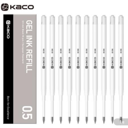KACO歐規(guī)G2中性筆筆芯0.5mm按動水筆替芯10只裝黑色