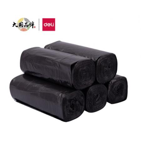 得力(deli)5卷(150只)平底點斷式辦公生活大容量垃圾袋40*45cm 黑色18742