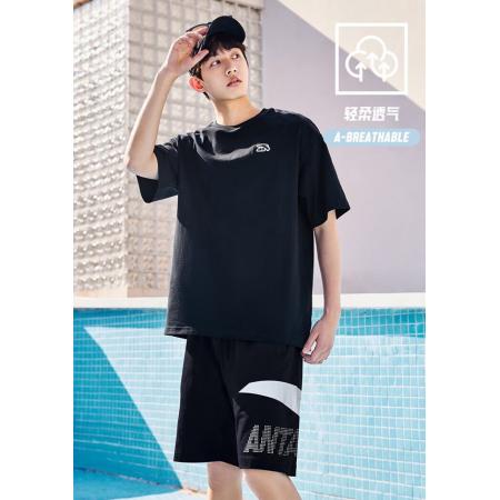 安踏（ANTA）運(yùn)動(dòng)套裝男夏季體恤跑步健身男裝速干休閑短袖T恤短褲 165/84A