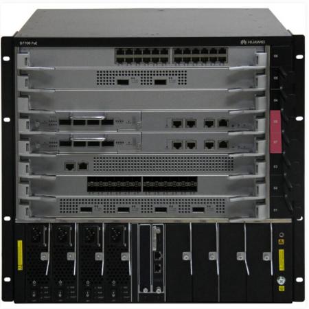 華為 交換設(shè)備  S7706（雙主控、雙電源）含：12口40G光板+48口萬兆光板+48口千兆光板+48口千兆/百兆電板