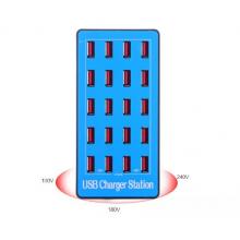meyao 充電器快充USB 5V多口智能插座大功率大電流智能電源適配器插線板 藍(lán)色20口帶風(fēng)扇